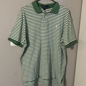 Polo by Ralph Lauren Classic Green and White Striped Shirt Sz L